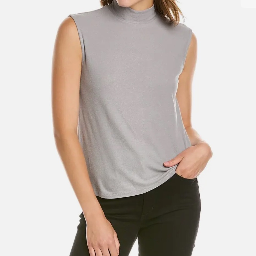 Splendid Women's Mock Neck Sleeveless Viscose Tank Top Size L